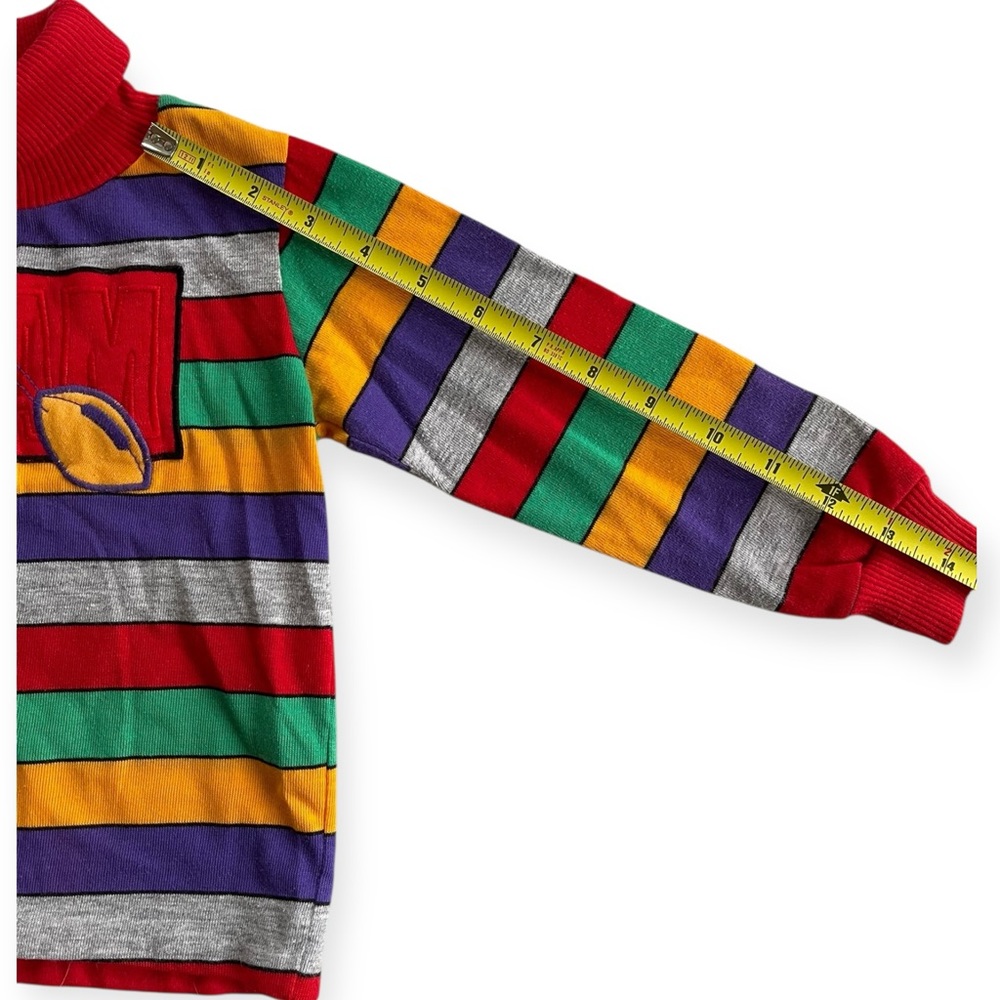 Vintage Kidstuff Striped Embroidered Team Football Turtleneck Long Sleeve Shirt - Picture 6 of 7